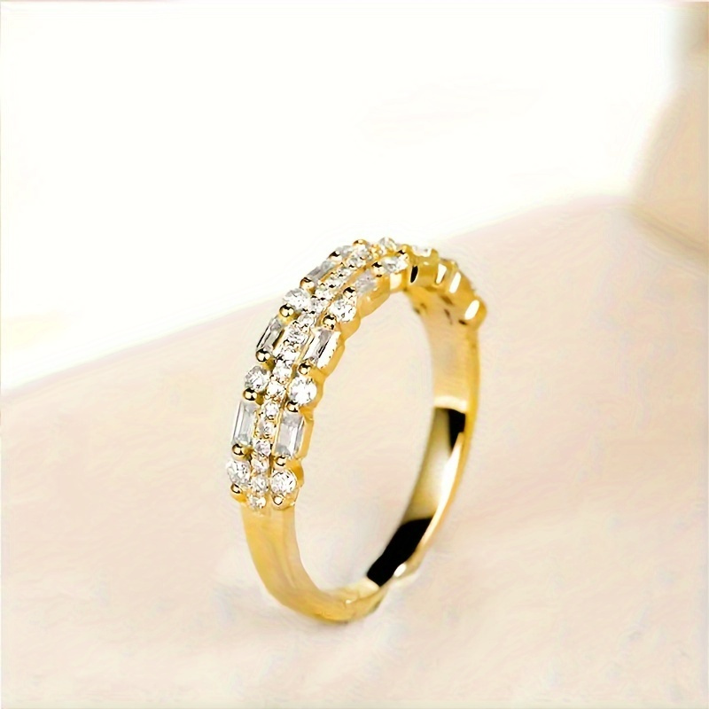 Holiday Charm Triple Layer CZ Copper Ring for Women Stackable